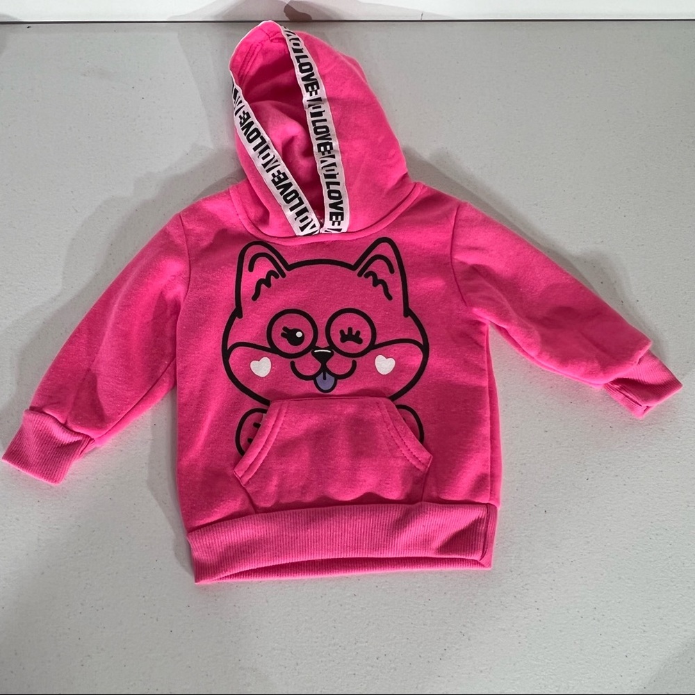 Girls Pink Graphic Sweatshirt Hoodie - Size 18 months